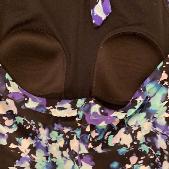 Speedo Floral High Neck Keyhole Floral One Piece Swimsuit Size Small - Picture 6 of 7